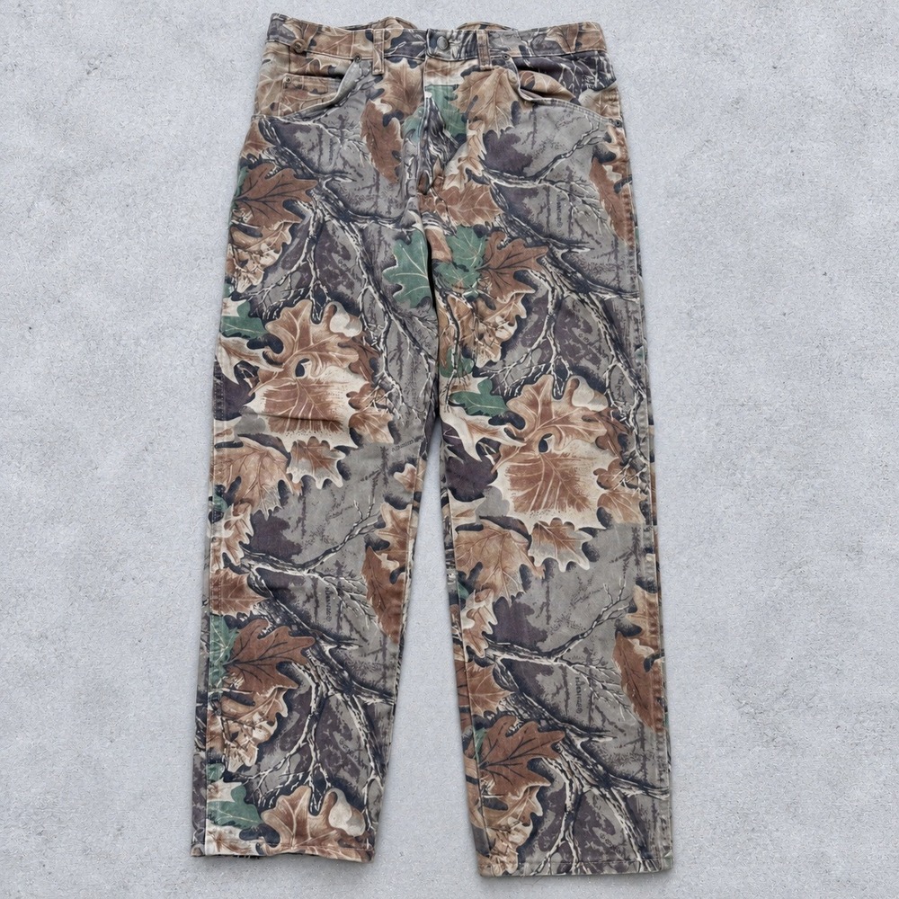 Vintage 90s Wrangler Advantage Timber Camo Pants Mens 34x29 Baggy Made in USA
